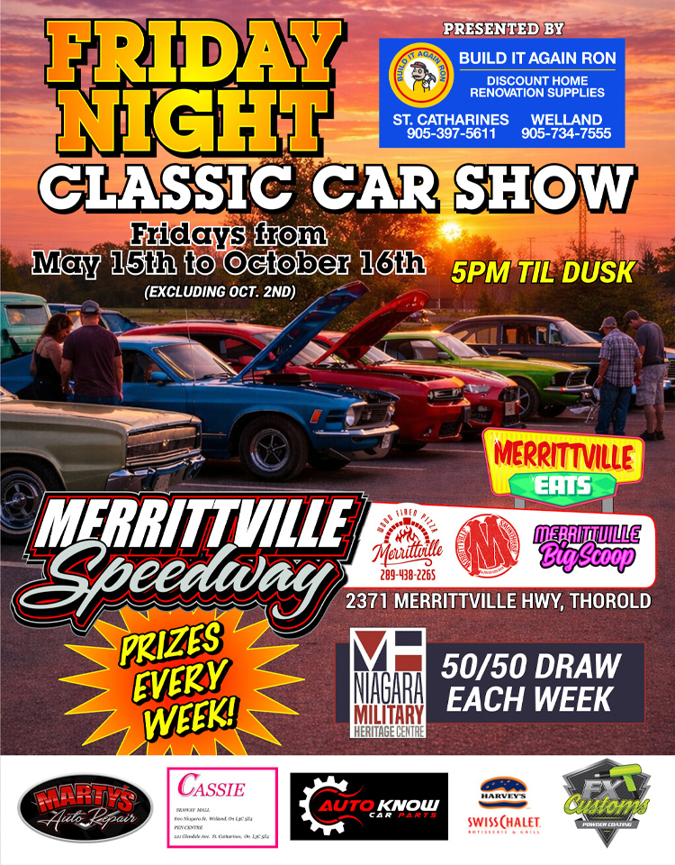 Friday Night Classic Car Show at Merrittville Speedway flyer