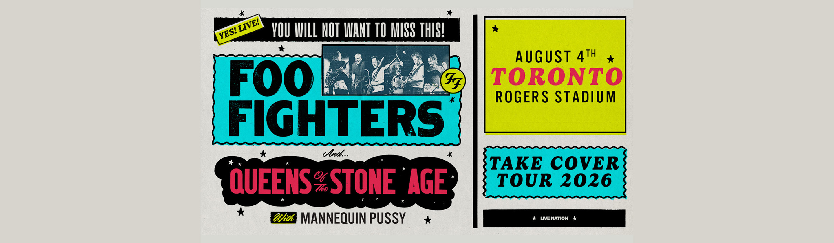 Foo Fighters concert text-based promotional poster